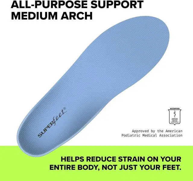 Alt view image 2 of 7 - Superfeet All-Purpose Support Medium Arch Insoles (Blue) - Trim-To-Fit Orthotic Shoe Inserts - Professional Grade - 12.5+ US Womens/11.5-13 US Mens