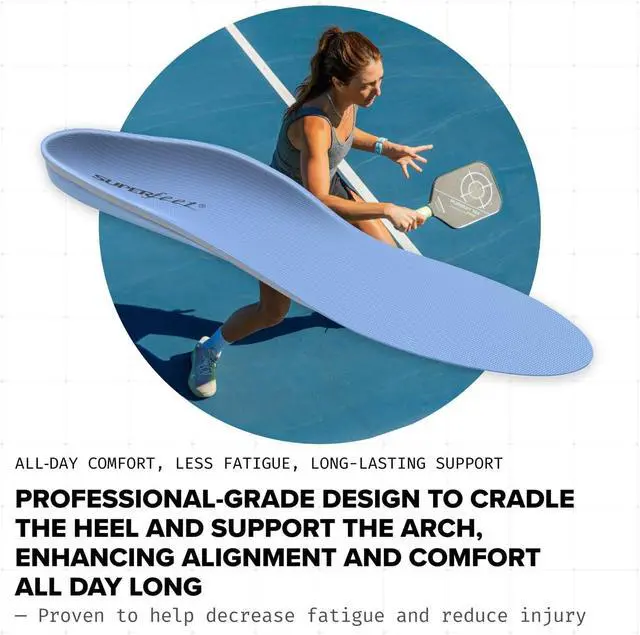 Alt view image 6 of 7 - Superfeet All-Purpose Support Medium Arch Insoles (Blue) - Trim-To-Fit Orthotic Shoe Inserts - Professional Grade - 12.5+ US Womens/11.5-13 US Mens