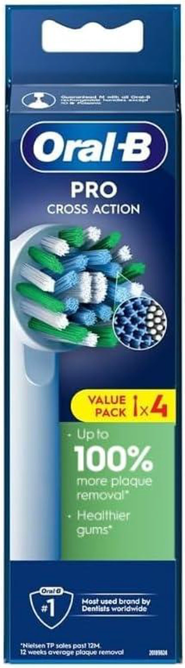 Main image of Oral B Cross Action Electric Toothbrush Replacement Brush Heads Refill, 4Count