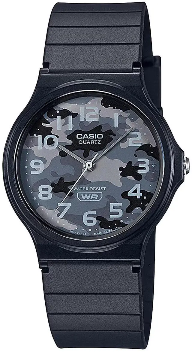 Main image of Casio MQ24-8CL Classic Analog Watch - Black Resin Band, Camouflage Dial, Water Resistant - Unisex Casual Timepiece