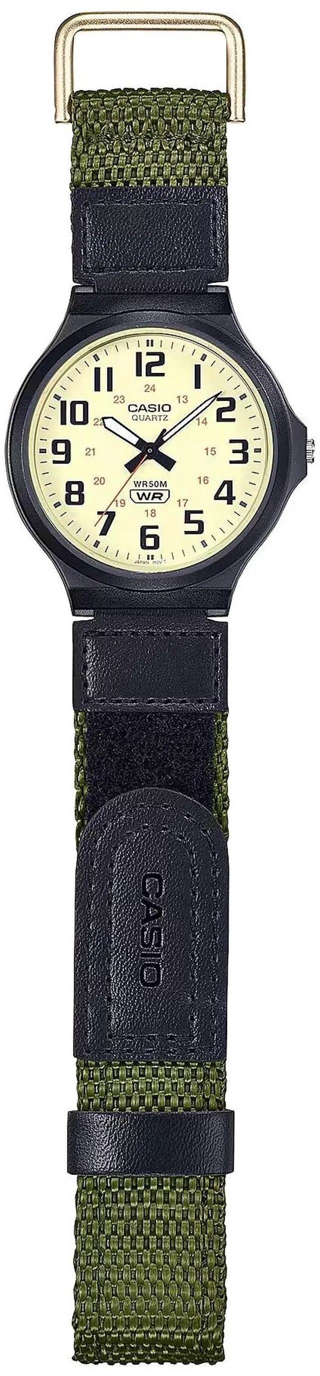 Alt view image 2 of 2 - Casio MW240B3BVV FieldStyle Analog Watch  50M WaterResistant, Velcro Strap, Beige Dial