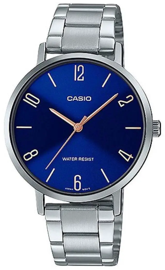 Main image of Casio Womens LTPVT01D2B2 Minimalist Blue Dial Stainless Steel Dress Watch