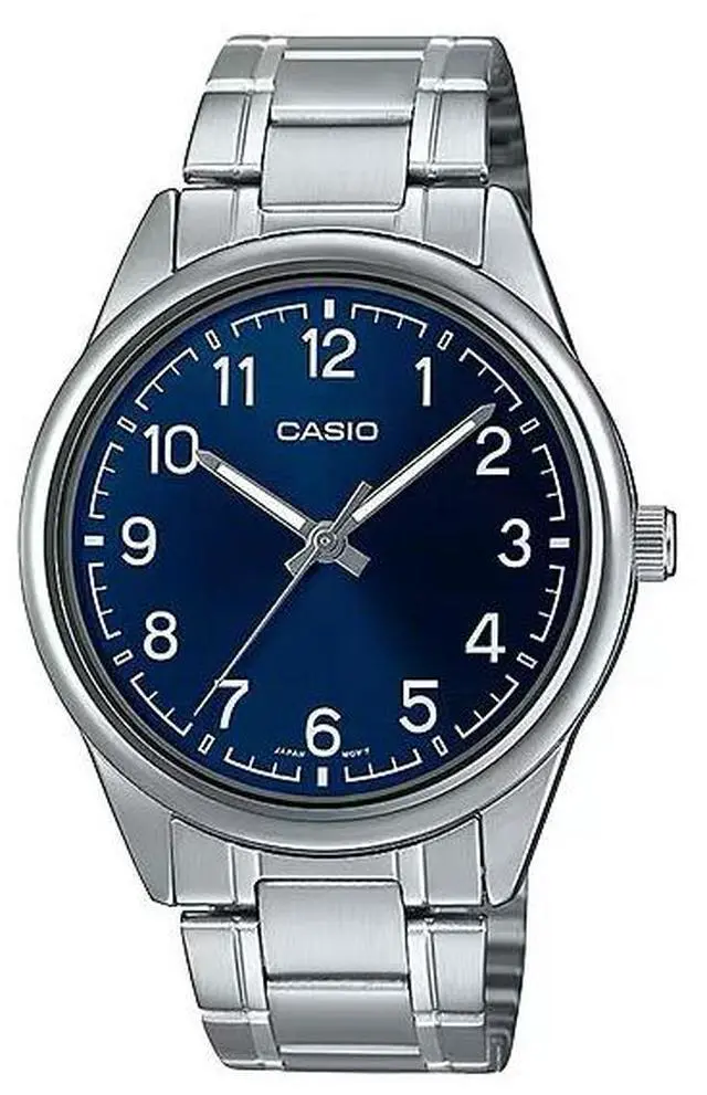 Main image of Casio Mens MTPV005D2B4 Analog Dress Watch Navy Blue Dial, Stainless Steel Case & Bracelet, Date-Display