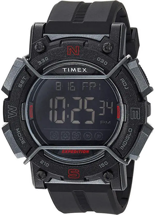 Alt view image 2 of 3 - Timex TW4B17900 Expedition Digital CAT Watch 47mm Black Resin Case, Negative Display, INDIGLO, World Time, Chronograph, Water-Resistant