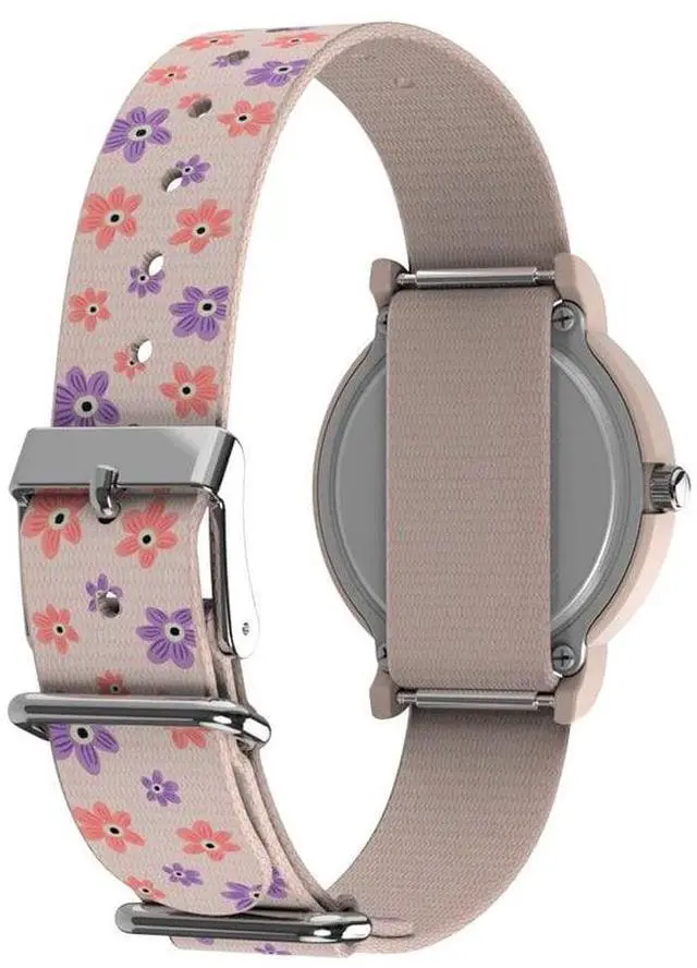 Alt view image 4 of 4 - Timex x Peanuts TW2W33400 Floral 34mm Pink Resin Case Analog Quartz Watch with Floral SlipThru Fabric Strap