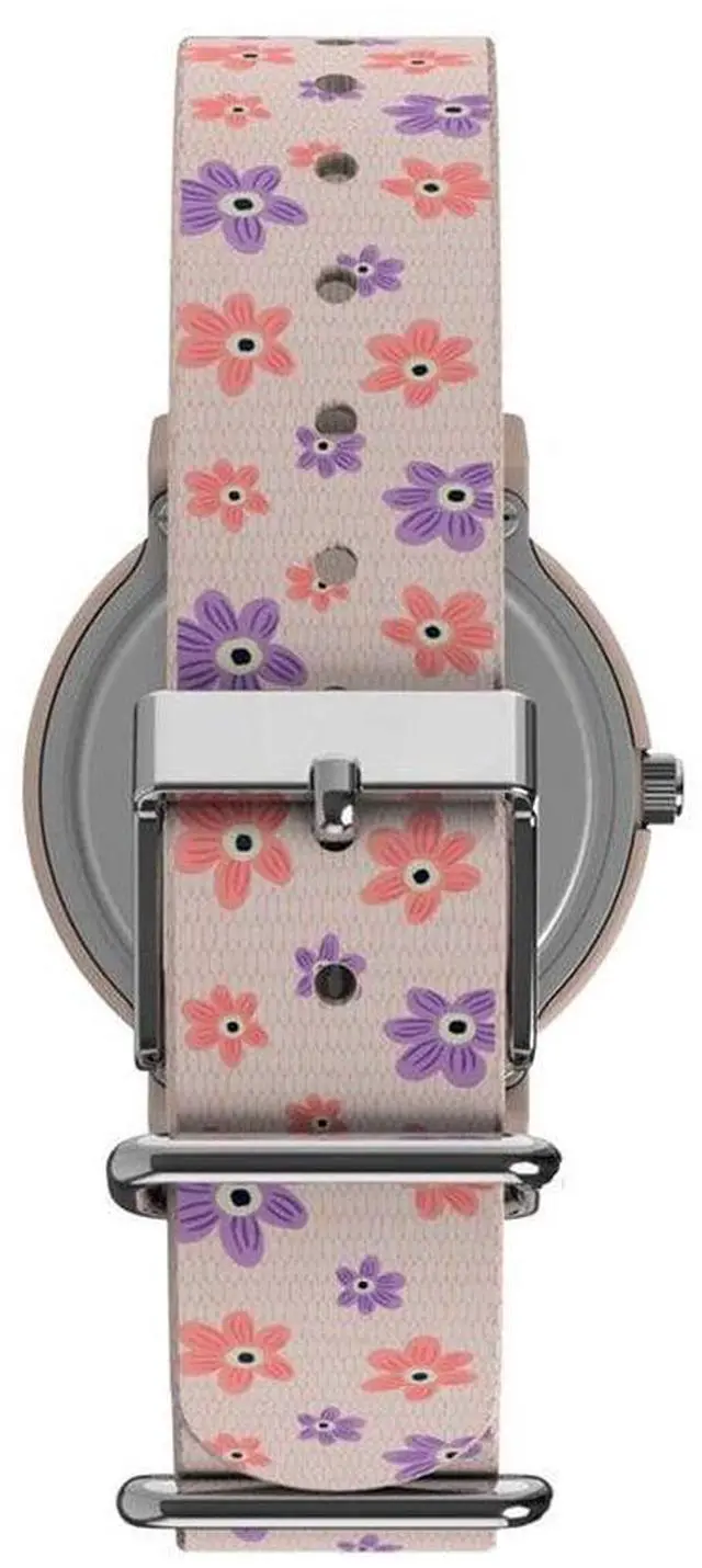 Alt view image 3 of 4 - Timex x Peanuts TW2W33400 Floral 34mm Pink Resin Case Analog Quartz Watch with Floral SlipThru Fabric Strap