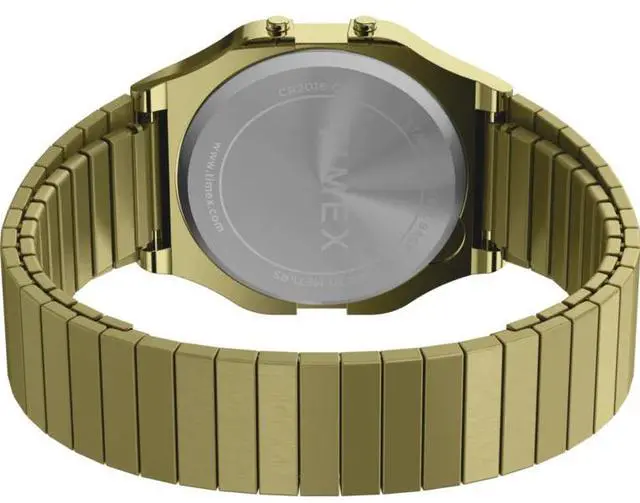 Alt view image 5 of 5 - Timex T80 TW2W68100 Unisex 34mm Digital Retro Gold-Tone Watch with Stainless Steel Expansion Band, Stopwatch, Alarm, Date, INDIGLO® Backlight