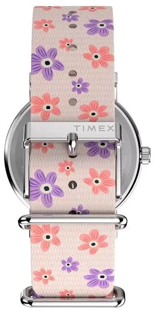 Alt view image 3 of 3 - Timex x Peanuts Snoopy 34mm Quartz Watch with White Dial & Pink Slip-Thru Fabric Strap Model TW2W33200