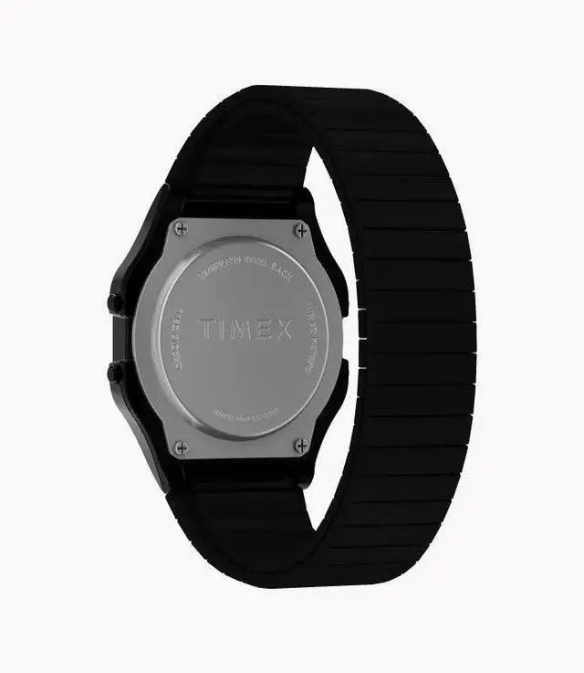 Alt view image 4 of 4 - Timex T80 34mm Digital Watch Black Dial, Stainless Steel Expansion Band, Quartz Movement, INDIGLO® Backlight Model TW2R67000