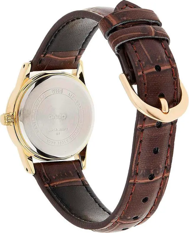 Alt view image 3 of 3 - Casio LTP-V002GL-9B Women's Analog Watch  Gold-Tone Case, Brown Leather Band, Easy-Reader Dial