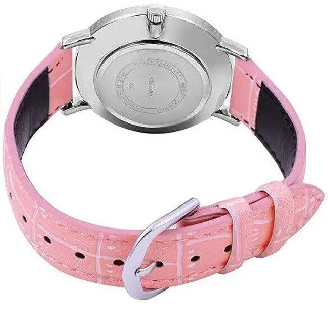 Alt view image 3 of 3 - Casio Womens LTPVT01L4B Analog Dress Watch  Cream Dial, Pink Leather Strap, Slim Stainless Steel Case