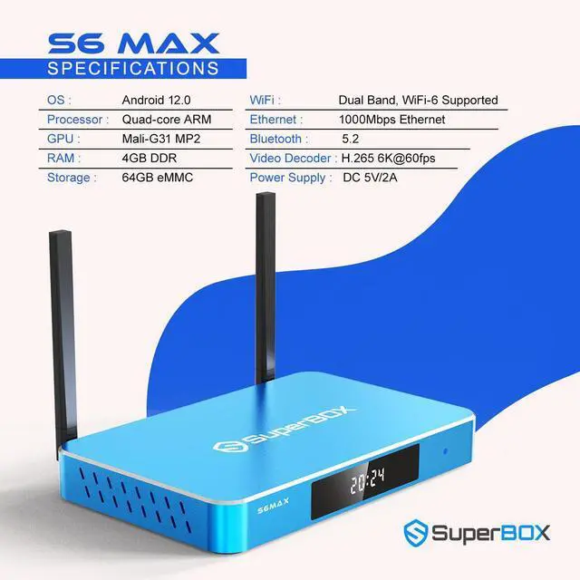 Alt view image 13 of 14 - SuperBox S6 MAX Android 12 TV Streaming Media Player, App Store, Multiport Hub, Android TV Box With Voice Remote Control And Quad-core Smart, 4GB DDR3, 64G, WiFi 6K With All Channel And 8 Freebies!!