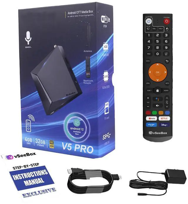 Alt view image 6 of 10 - VseeBox V5 Pro - 32GB Storage - Bundle Gifts: 8K HDMI Cable, Mini Backlit Keyboard and Ethernet Adapter (Easy Setup, US Support)
