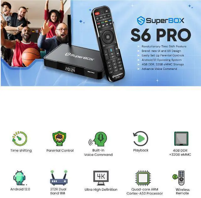Alt view image 9 of 14 - SuperBox S6 PRO Android 12 TV Streaming Media Player,App Store,Multiport Hub,Android TV Box with Voice Remote Control and Quad-core Smart,4GB DDR3,32G,WiFi 6K with All Channel and 8 freebies!!