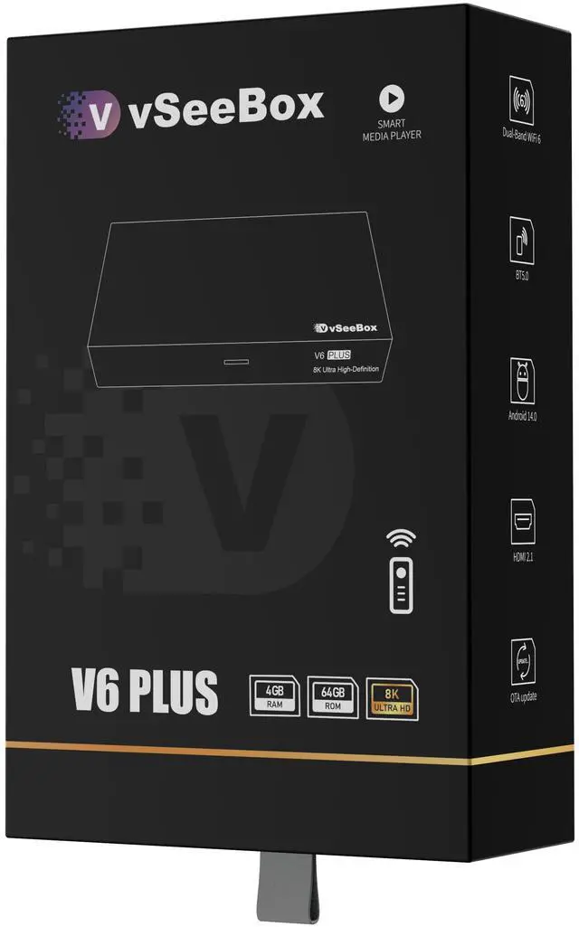 Main image of vSeeBox V6 Plus 2026 Android 14.0 TV Box | Amlogic 905Y5 | 4GB+64GB | Voice Remo Limited release