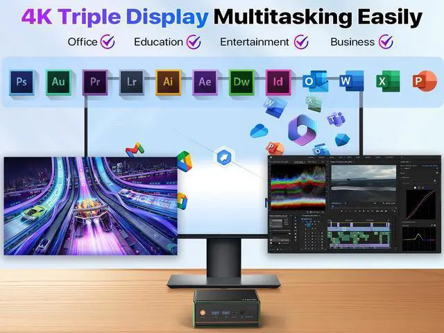 Alt view image 7 of 7 - TRYCOO Desktop Mini PC WO4  Ryzen 5 5500U(16GB+512GB, Up to 2.1GHz) Desktop Computer with W11 DDR4 Computer Support 4K Four Display/USB3/WiFi 6/BT5.2/2.5Gbps 16GB/512GB