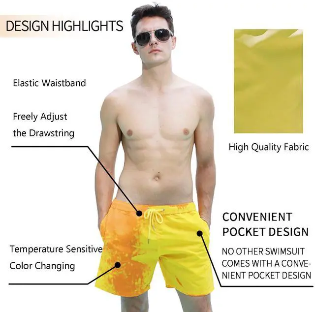 Alt view image 4 of 6 - Wsedper Color Changing Shorts, Men's Sports Quick Dry Temperature Sensitive Color Changing Swim Trunks (M,Pink to Purple)