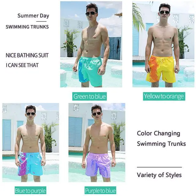 Alt view image 5 of 6 - Wsedper Color Changing Shorts, Men's Sports Quick Dry Temperature Sensitive Color Changing Swim Trunks (M,Pink to Purple)