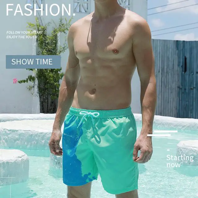 Alt view image 6 of 6 - Wsedper Color Changing Shorts, Men's Sports Quick Dry Temperature Sensitive Color Changing Swim Trunks (M,Pink to Purple)