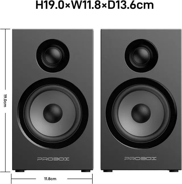 Alt view image 5 of 6 - BT16 Active Bookshelf Speakers 3.5" Woofer with 1" Tweeter, 60W RMS-Bluetooth 5.3, Built-in 24bit DAC Dynamic 3D 2.0 Surround Sound, Computer Gaming PC Speakers - Black