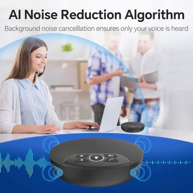 Alt view image 4 of 5 - USB Conference Microphone Speaker with Dongle, Bluetooth Speakerphone, 360° Voice Pickup, 4 Mics, Portable USB Speakerphone w/Noise Reduction for Home Office, Meeting Teams, Zoom, NewPie 30