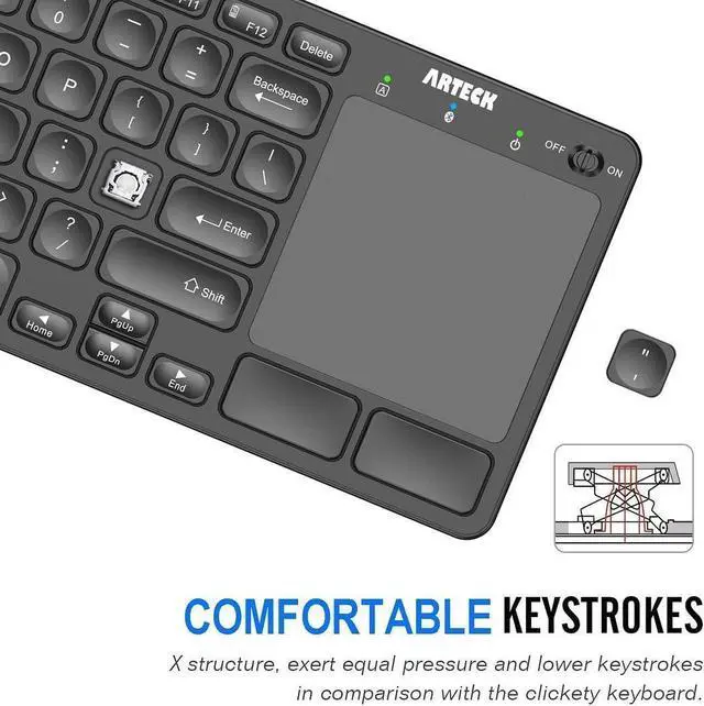 Alt view image 3 of 5 - Universal Backlit 7-Colors Bluetooth Touch TV Keyboard with Easy Media Control and Build-in Touchpad for TV-Connected Computer, Smart TV, Desktop, Laptop, iPad, Surface, Tablet, HTPC