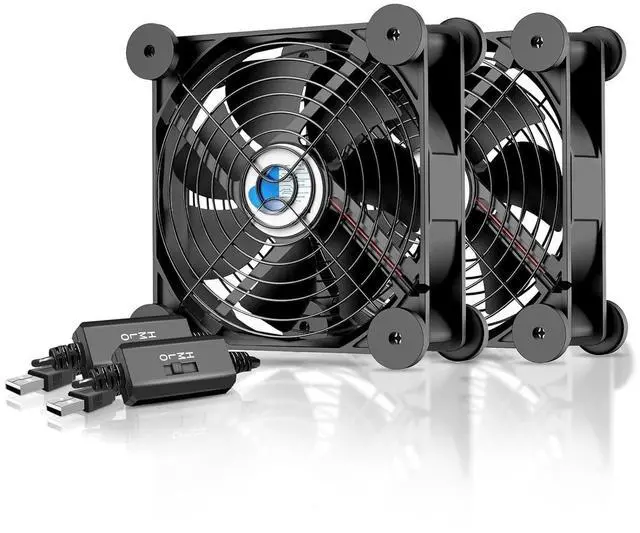 Main image of 120mm USB Fan, USB Computer Fan with 3 Speeds Controller Small PC Cooling Fans for Cabinet Case Server TV Receiver Router DVR Xbox Cooler, 2Pcs