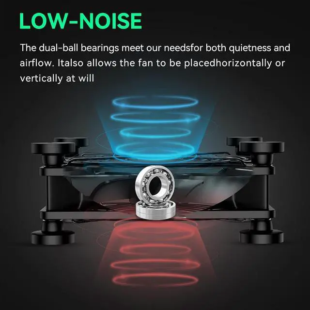 Alt view image 2 of 5 - 120mm USB Fan, USB Computer Fan with 3 Speeds Controller Small PC Cooling Fans for Cabinet Case Server TV Receiver Router DVR Xbox Cooler, 2Pcs