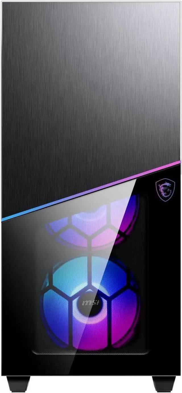 Alt view image 4 of 5 - Mid Tower Gaming PC Case (4 x 120mm ARGB Fans, Insta-Light Loop, USB 3.2 Gen2 Type-C, E-ATX, M-ATX, Mini-ITX, Tempered Glass Window, Magnetic Dust Filter, Top Vent Lid)