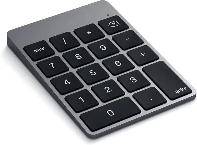 Main image of Slim Aluminum Bluetooth Keypad, Wireless Number Pad with 18 Keys, Micro USB Rechargeable Numpad, External Number Pad for MacBook Air/Pro M4, iPad Air/Pro M4/M3, iMac, PC - Space Gray