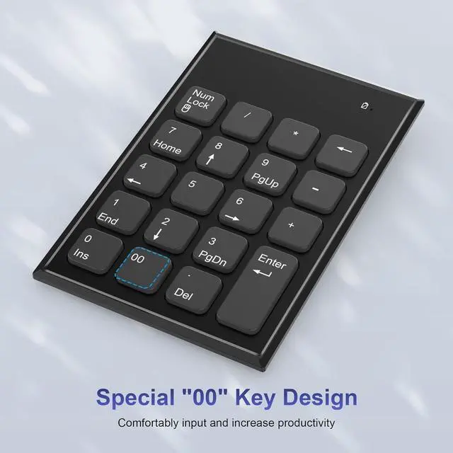 Alt view image 4 of 4 - Wireless Number Pad and Mouse Combo 2.4G 19 Keys USB Wireless Numeric Keypad - 3 Adjustable Silent Mouse DPI 800/1200/1600, Number Keypad for Laptop/Notebook/Desktop/PC Computer, with USB Receiver