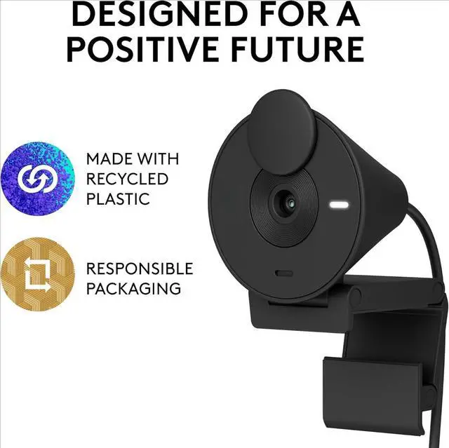 Alt view image 6 of 6 - Brio 301 Full HD Webcam with Privacy Shutter, Noise Reduction Microphone, USB-C, certified for Zoom, Microsoft Teams, Google Meet, Auto Light Correction - Black