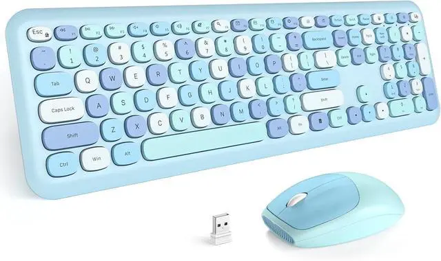 Main image of Wireless Keyboard and Mouse Combo Silent, Slim Compact 2.4G USB Full Size, Cute 110 Keys Keyboard for PC, Notebook, MacBook, Tablet, Laptop, Windows System