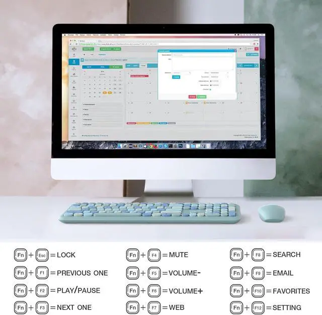 Alt view image 5 of 5 - Wireless Keyboard and Mouse Combo Silent, Slim Compact 2.4G USB Full Size, Cute 110 Keys Keyboard for PC, Notebook, MacBook, Tablet, Laptop, Windows System