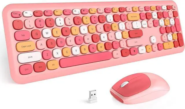 Main image of Wireless Keyboard and Mouse Combo Silent, Slim Compact 2.4G USB Full Size , Cute 110 Keys Keyboard for PC, Notebook, MacBook, Tablet, Laptop, Windows System