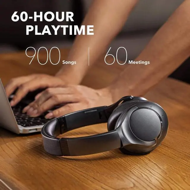 Alt view image 2 of 4 - Anker Life Q20 Hybrid Active Noise Cancelling Headphones, Wireless Over Ear Bluetooth Headphones, 60H Playtime, Hi-Res Audio, Deep Bass, Foam Ear Cups, Travel, Office, USB-C Charging