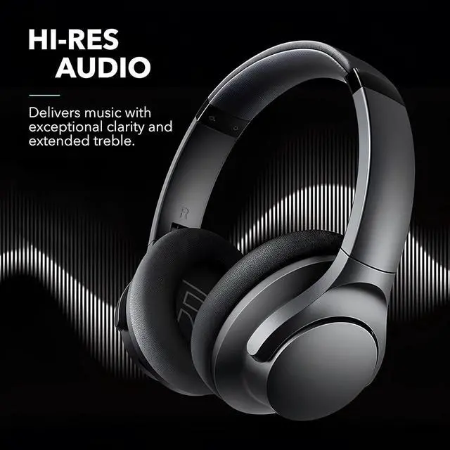 Alt view image 4 of 4 - Anker Life Q20 Hybrid Active Noise Cancelling Headphones, Wireless Over Ear Bluetooth Headphones, 60H Playtime, Hi-Res Audio, Deep Bass, Foam Ear Cups, Travel, Office, USB-C Charging