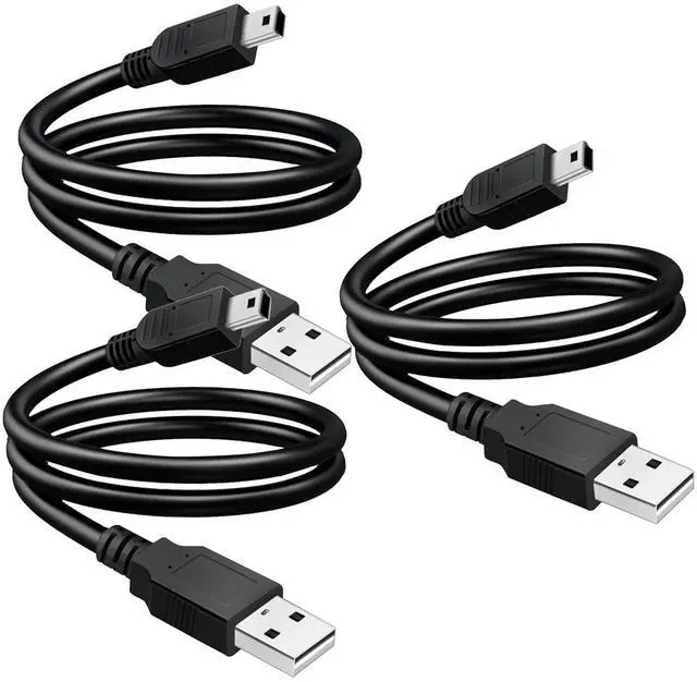 Main image of 3 Pack USB 2.0 A to Mini 5 pin B Cable for External HDDS/Camera/Card Readers/MP3 Player-Black -35cm(1 feet)