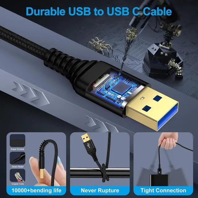 Alt view image 6 of 6 - USB3.0 Cable Male to Male, 2 Pack 10FT A to A USB to USB Cable Double End USBA to USBA Data Transfer Cord for Laptop Cooling Pad,Soundbar,Monitor,KVM,Hard Drive Enclosures,DVD Player,TV,Hub,Set Up Box