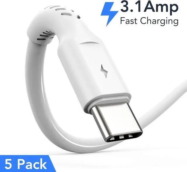 Alt view image 2 of 6 - 1ft 5 Pack Durable USB A to USB Type C 3A Fast Charging Cord, Compatible with Samsung Galaxy S20/S10/S9/S8 Note 20/10/9/8, Moto Z/Z2, LG G5/G6/V20/V30/V40 and new USB-C devices