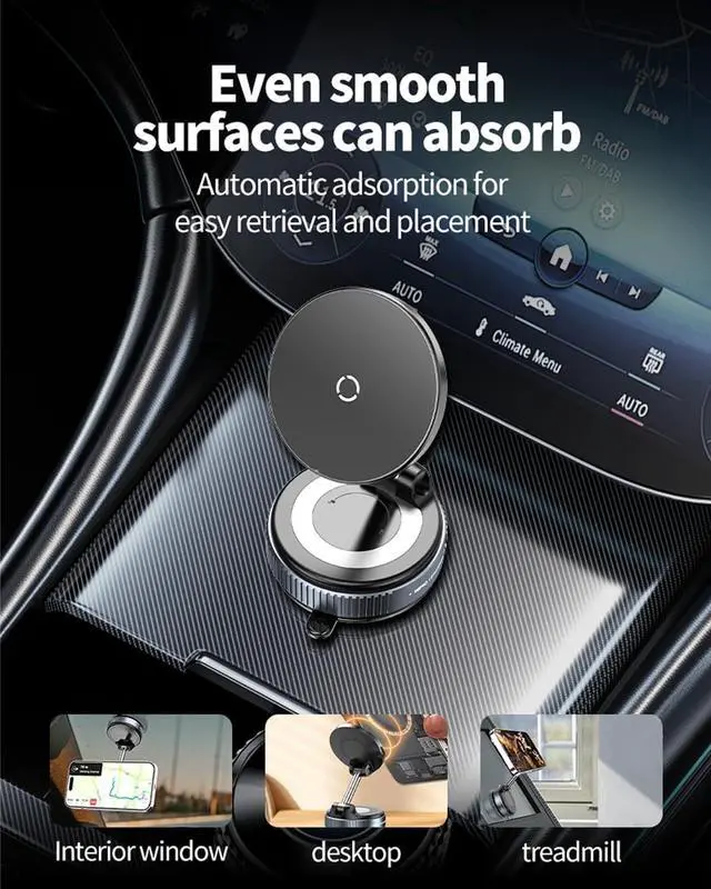 Alt view image 4 of 4 - Spinning Vacuum Magnetic Phone Holder 15W Fast Wireless Charger for All Smartphones & All Car Models Holds Like Glue on Bumpy Roads! FCC Certified car Phone Mount Magnetic