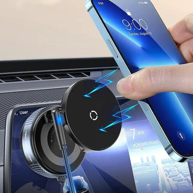 Main image of Spinning Vacuum Magnetic Phone Holder 15W Fast Wireless Charger for All Smartphones & All Car Models Holds Like Glue on Bumpy Roads! FCC Certified car Phone Mount Magnetic