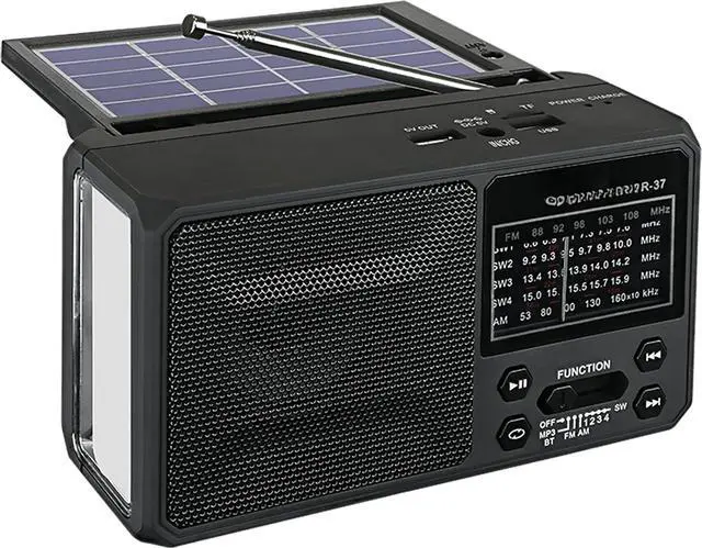 Main image of R-37 6-Band (AM, FM, SW1 - SW4) Bluetooth LED Flashlight Solar Radio (2021 Model)