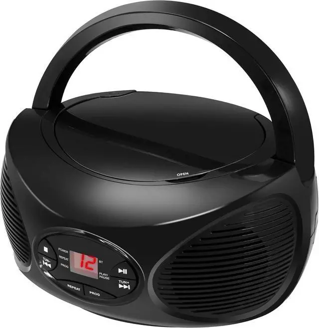 Main image of Portable Bluetooth FM Radio Boombox and CD Player, Black (BCB119B)