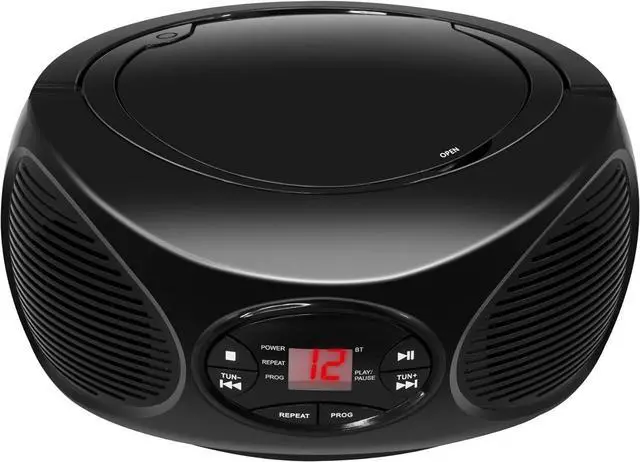 Alt view image 3 of 5 - Portable Bluetooth FM Radio Boombox and CD Player, Black (BCB119B)