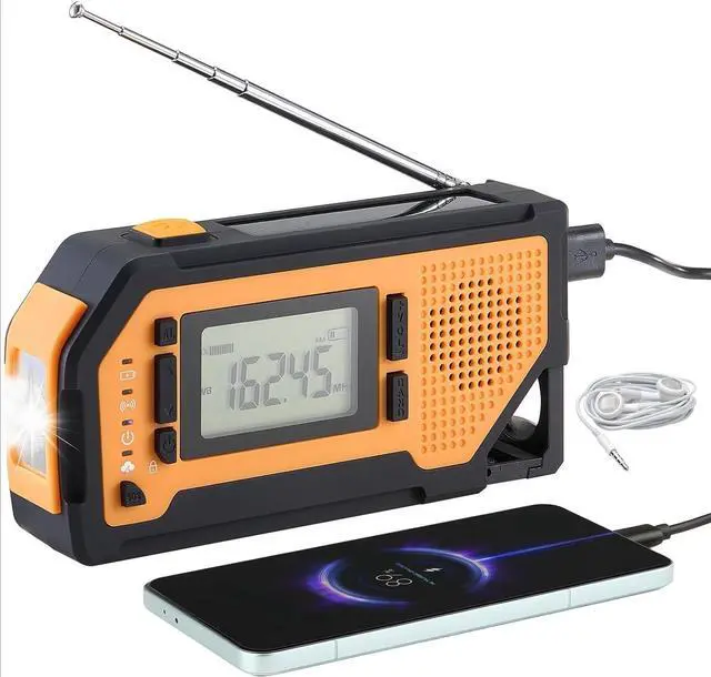Main image of Emergency Weather Radio, 2000mAh Battery, FM/AM/WB/NOAA Alert Solar Hand Crank Emergency Radio, with USB Charging Cable, SOS Alarm and Flashlight, Portable for Outdoor Emergencies, Camping