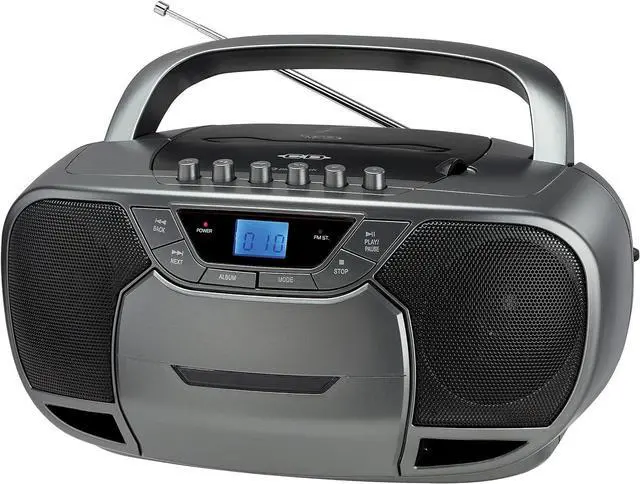 Main image of for CD-590-GR CD-590 1-Watt Portable Stereo CD and Cassette Player/Recorder with AM/FM Radio and Bluetooth (Gray)