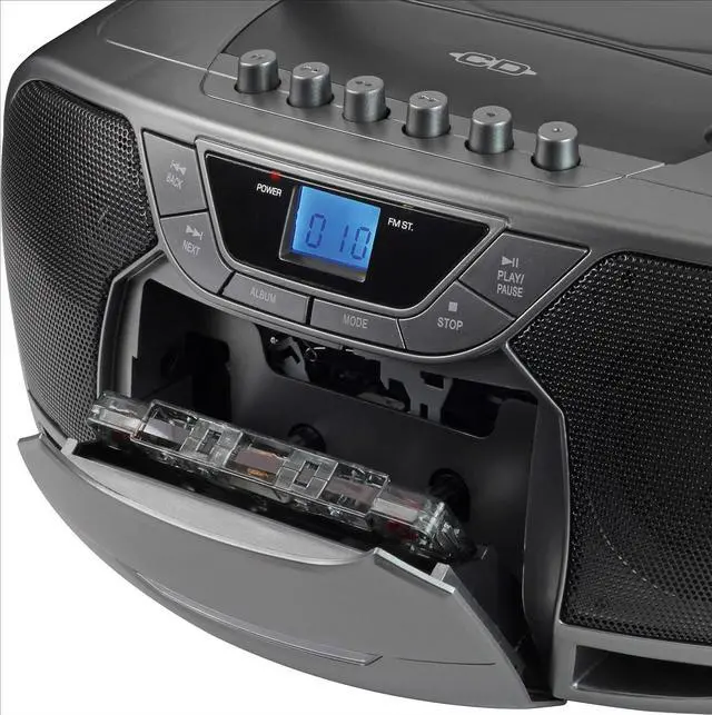 Alt view image 4 of 5 - for CD-590-GR CD-590 1-Watt Portable Stereo CD and Cassette Player/Recorder with AM/FM Radio and Bluetooth (Gray)