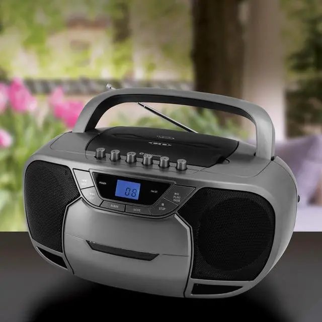 Alt view image 5 of 5 - for CD-590-GR CD-590 1-Watt Portable Stereo CD and Cassette Player/Recorder with AM/FM Radio and Bluetooth (Gray)