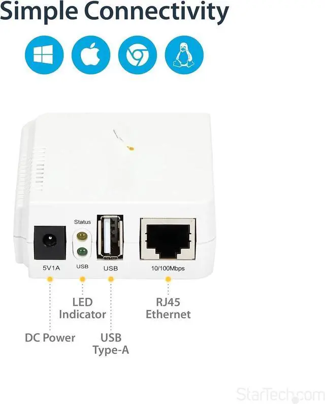 Alt view image 2 of 4 - FOR-1-Port Wireless N USB 2.0 Network Print Server - 10/100 Mbps Ethernet USB Printer Server Adapter - Windows 10 - 802.11 b/g/n , TAA (PM1115UW)
